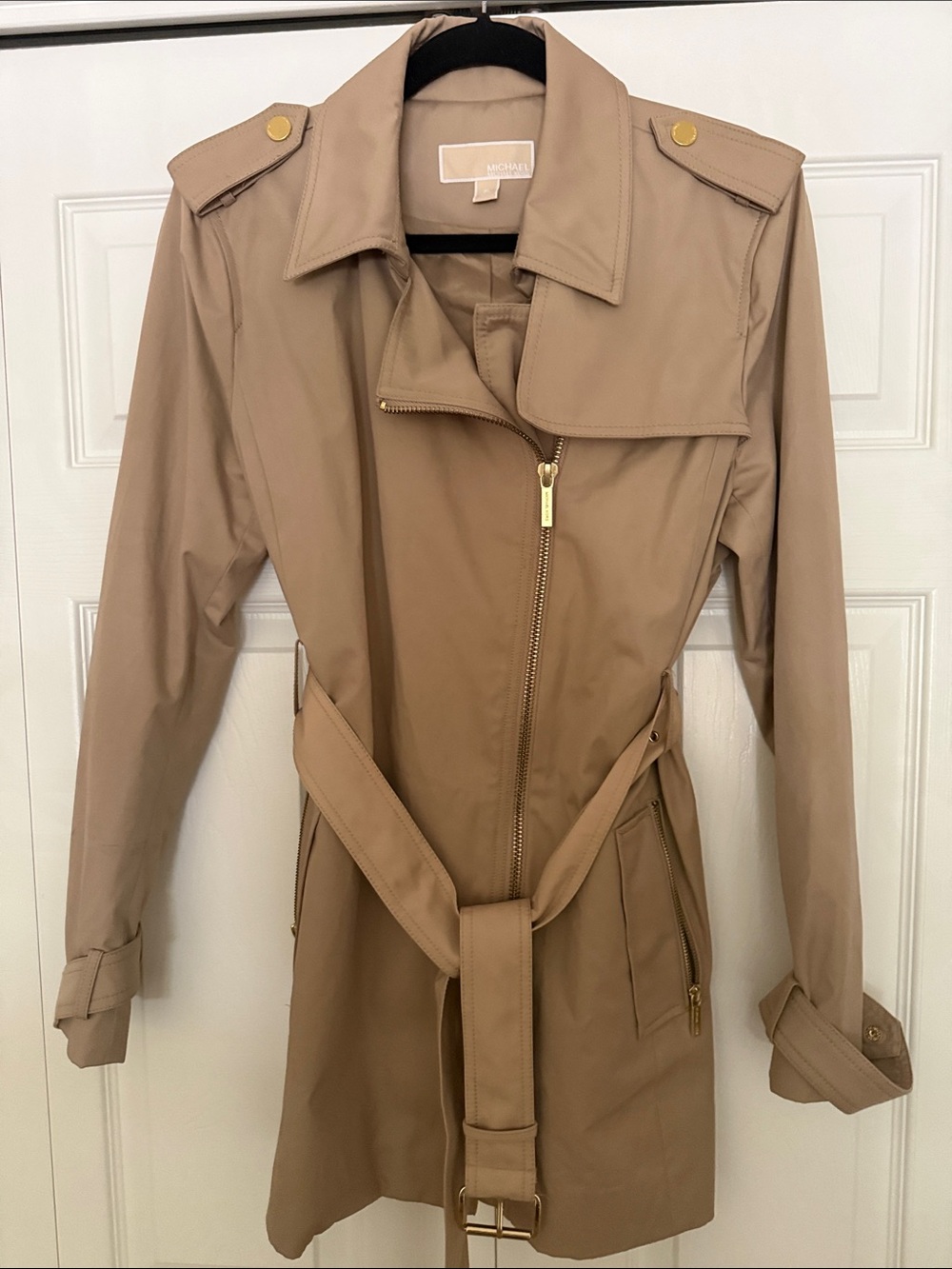 Michael Kors Beige Belted Trench Coat with Gold Hardware… size XL.. authentic